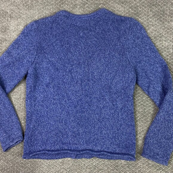 LL Bean Cardigan Sweater Women's Small Blue Marled Cotton Knit 245208 - Picture 4 of 9